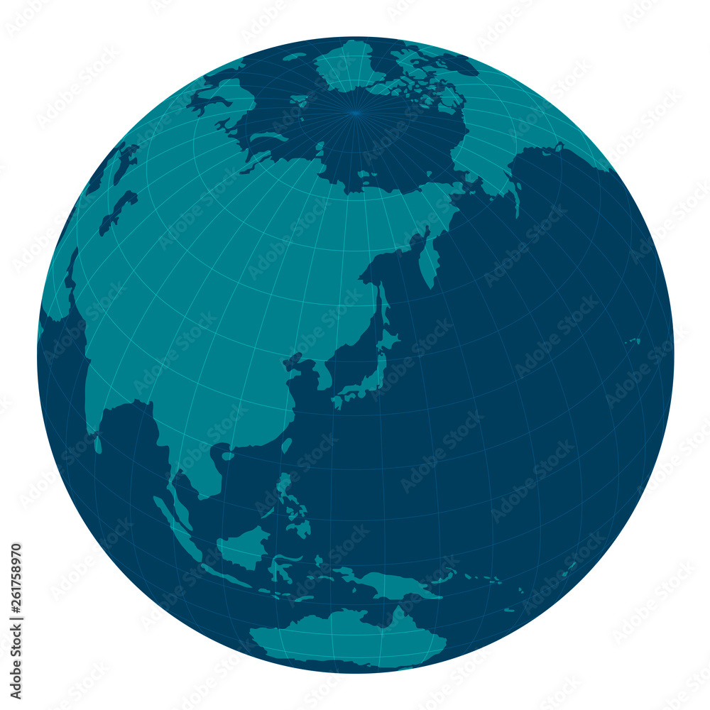 Naklejka premium global image illustration (focus on east asia) /blue