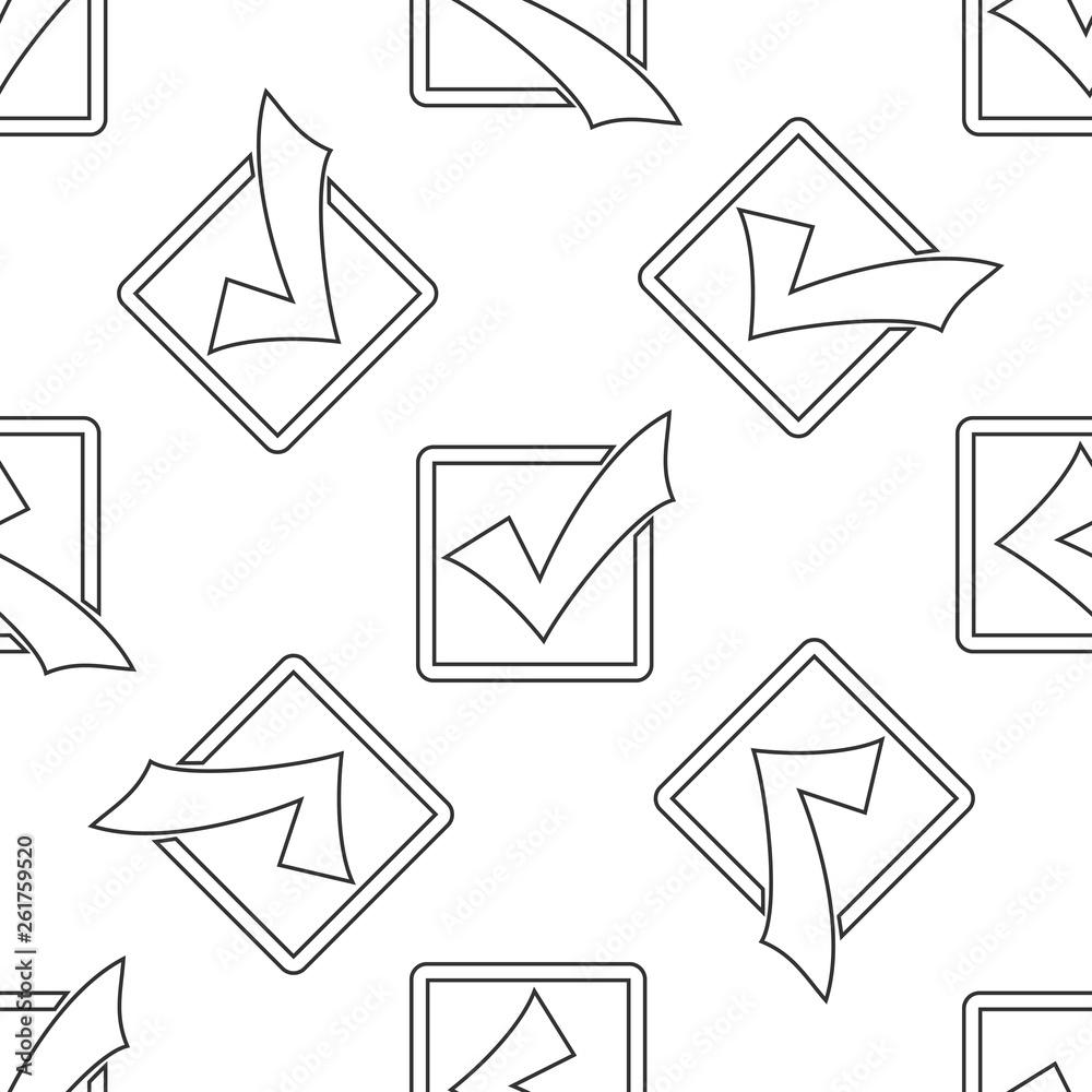 Check mark in a box line icon isolated seamless pattern on white background. Tick symbol. Check list button sign. Flat design. Vector Illustration Check mark in a box line icon isolated seamless pattern on white background. Tick symbol. Check list button sign. Flat design. Vector Illustration