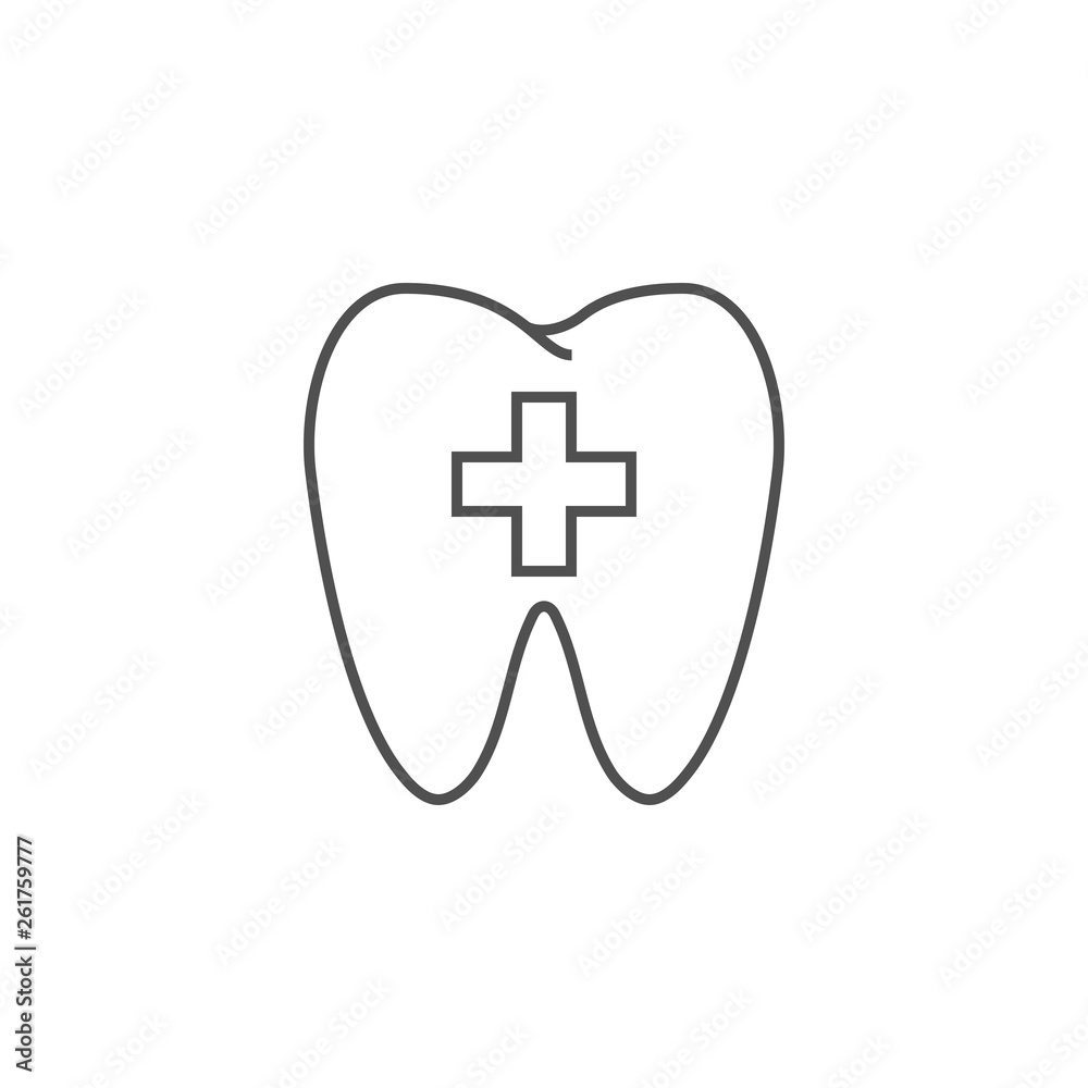 Obraz premium Tooth with Cross Line Icon