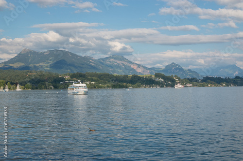 Panorama of Lucerne lake and mountains scene in Lucerne, Switzerland