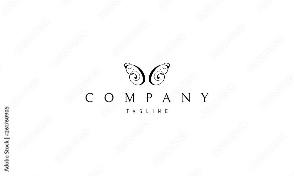 Elegant Butterfly Abstract black vector logo design