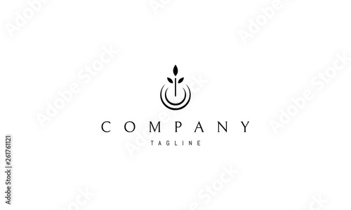 Green Power Abstract black vector logo design