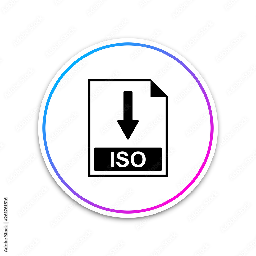 ISO file document icon. Download ISO button icon isolated on white background. Circle white button. Vector Illustration ISO file document icon. Download ISO button icon isolated on white background. Circle white button. Vector Illustration