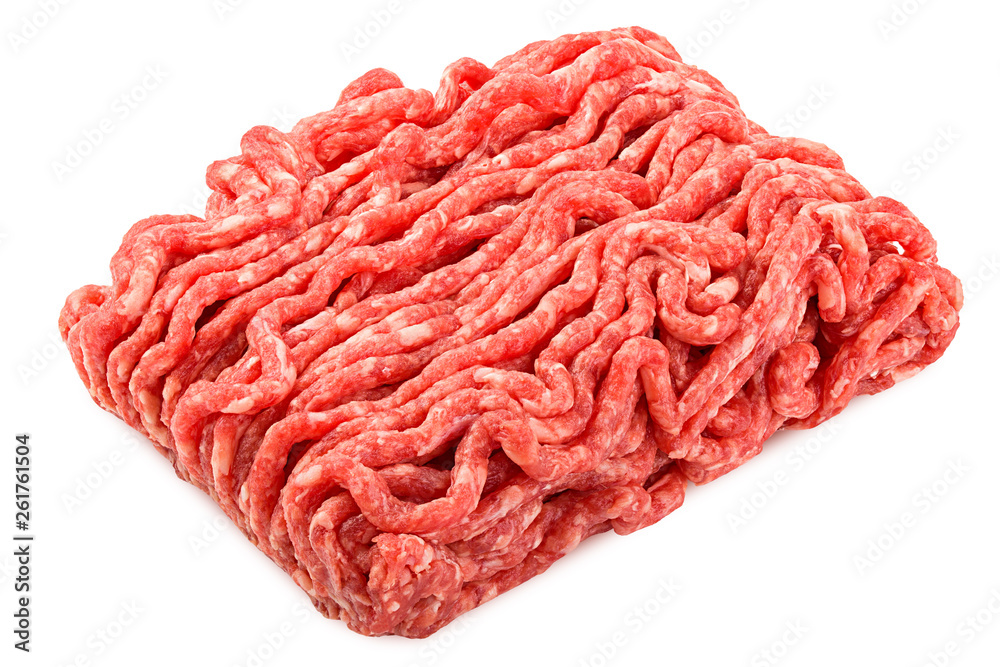 minced meat, pork, beef, forcemeat, clipping path, isolated on white background, full depth of field minced meat, pork, beef, forcemeat, clipping path, isolated on white background, full depth of field