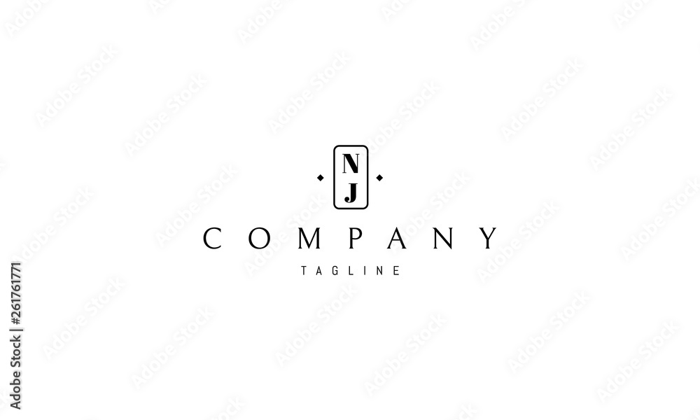 Initials Letter N and J black vector logo design 7