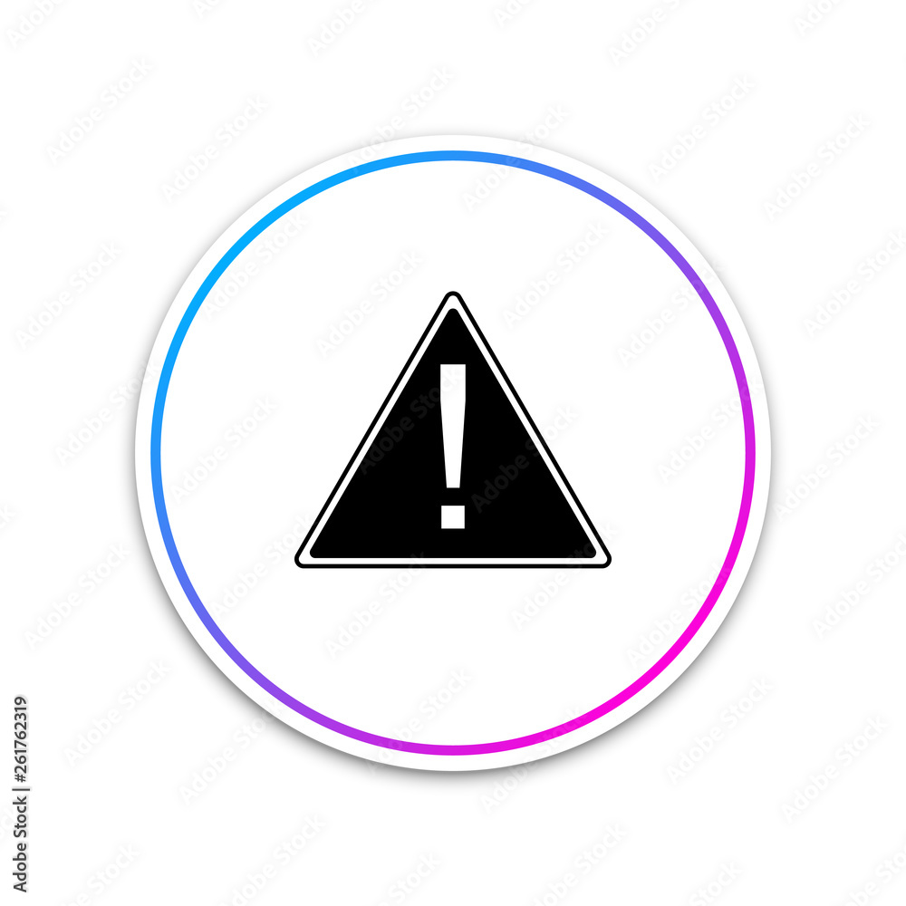 Exclamation mark in triangle icon isolated on white background. Hazard warning sign, careful, attention, danger warning important information sign. Circle white button. Vector Illustration Exclamation mark in triangle icon isolated on white background. Hazard warning sign, careful, attention, danger warning important information sign. Circle white button. Vector Illustration