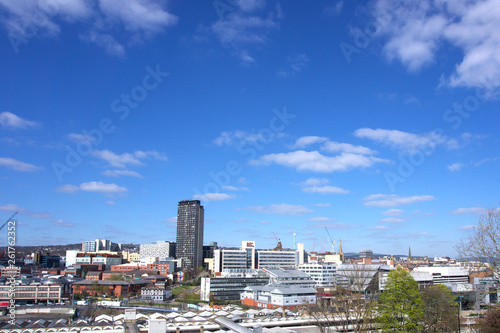 View of Sheffield City Centre from Park Hill on a sunny morning
