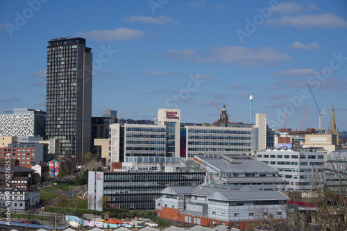 View of Sheffield City Centre from Park Hill on a sunny morning