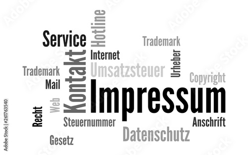 Impressum und Kontakt Wordcloud Vektor Grafik