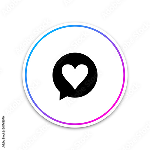 Heart in speech bubble icon isolated on white background. Heart shape in message bubble. Love sign. Valentines day symbol. Circle white button. Vector Illustration