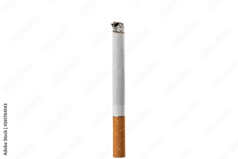 cigarette isolated on a white background with ash cigarette isolated on a white background with ash