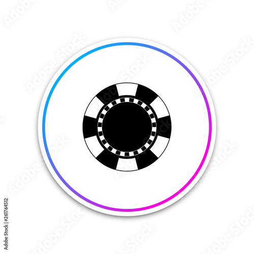 Casino chip icon isolated on white background. Circle white button. Vector Illustration