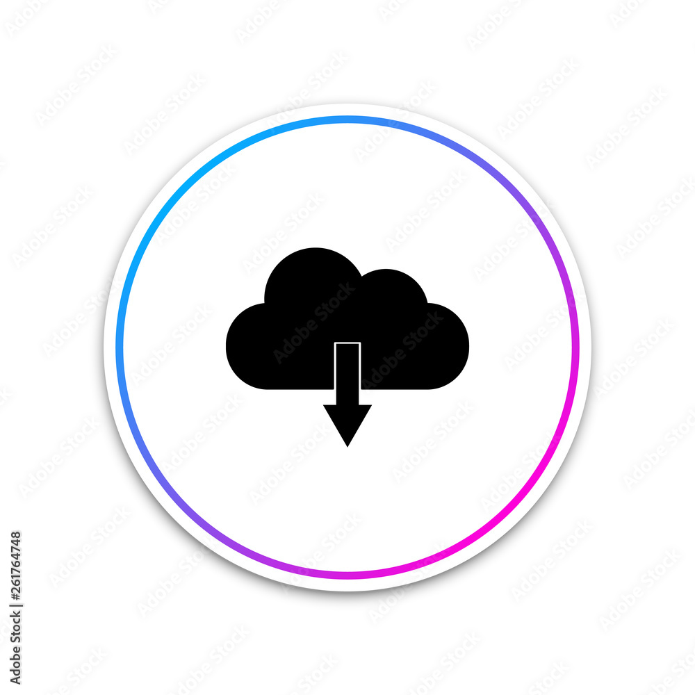 Cloud download icon isolated on white background. Circle white button. Vector Illustration Cloud download icon isolated on white background. Circle white button. Vector Illustration