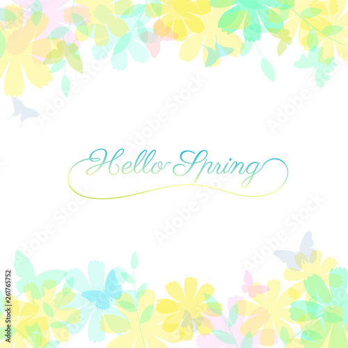 Abstract spring summer background in light pastel color with copy space  environmental theme with butterfly and tree