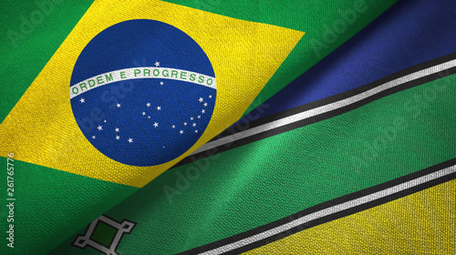 Amapa state and Brazil flags textile cloth, fabric texture photo