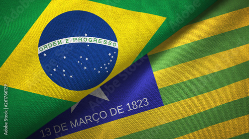 Piaui state and Brazil flags textile cloth, fabric texture photo