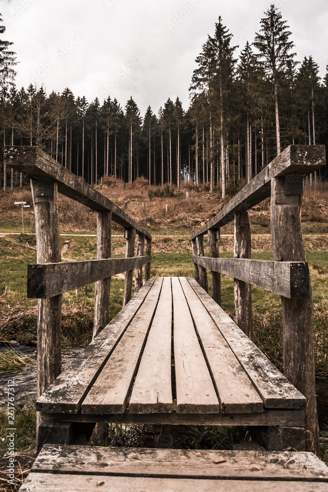 Holzbrücke Wanderweg 