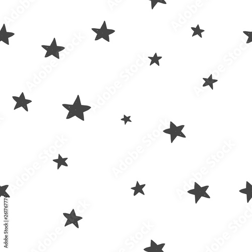 Hand drawn cute vector seamless star pattern, vintage, retro, wedding, greeting card, web template, wallpaper, pattern for kids, baby apparel, fabric, textile, wallpaper, bedding, swaddles, pyjama 