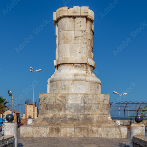 Ferdinand de Lesseps statue base at the entrance of Suez Canal, Port Said, Egypt photo