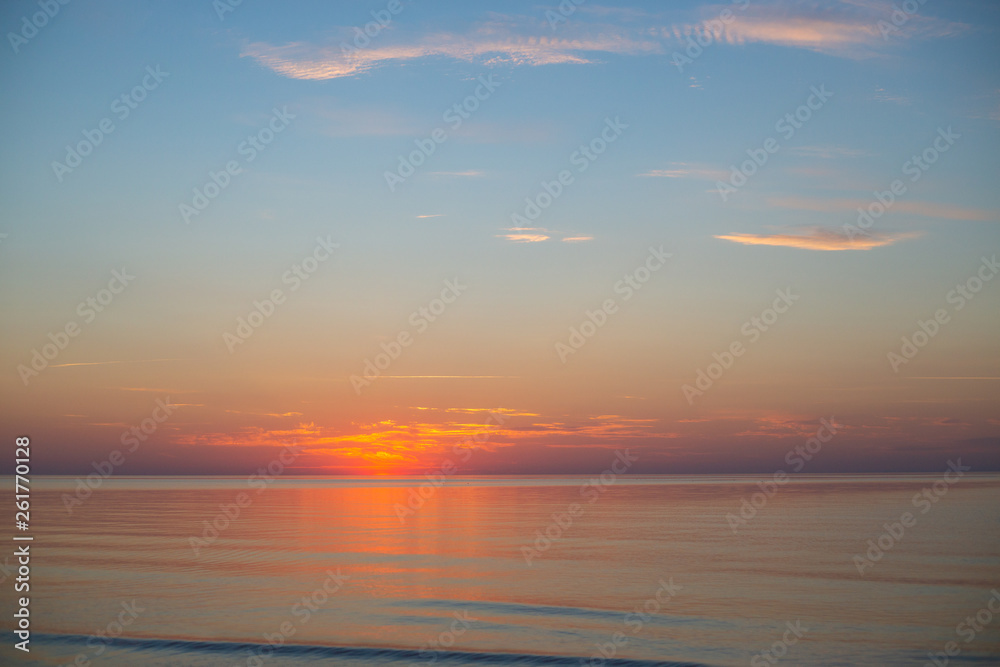 Beautiful panorama of sunset in the Baltic sea