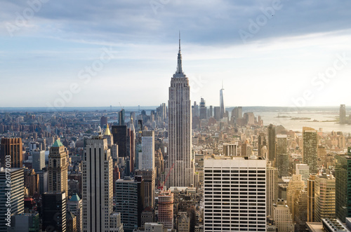 New York City. Manhattan downtown skyline at sunset © softdelusion