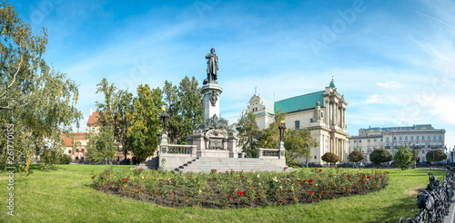 Monument of Adam Mickiewicz in Warsaw, Poland photo