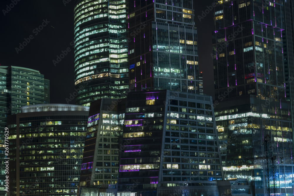 Night view of the Moscow International Business Center. Night view of the Moscow International Business Center.