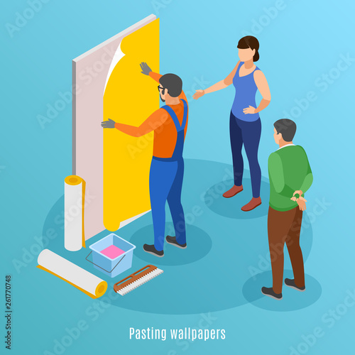 Pasting Wallpaper Isometric Background