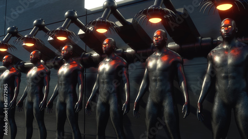 3D render. Cloning humanoid figures
