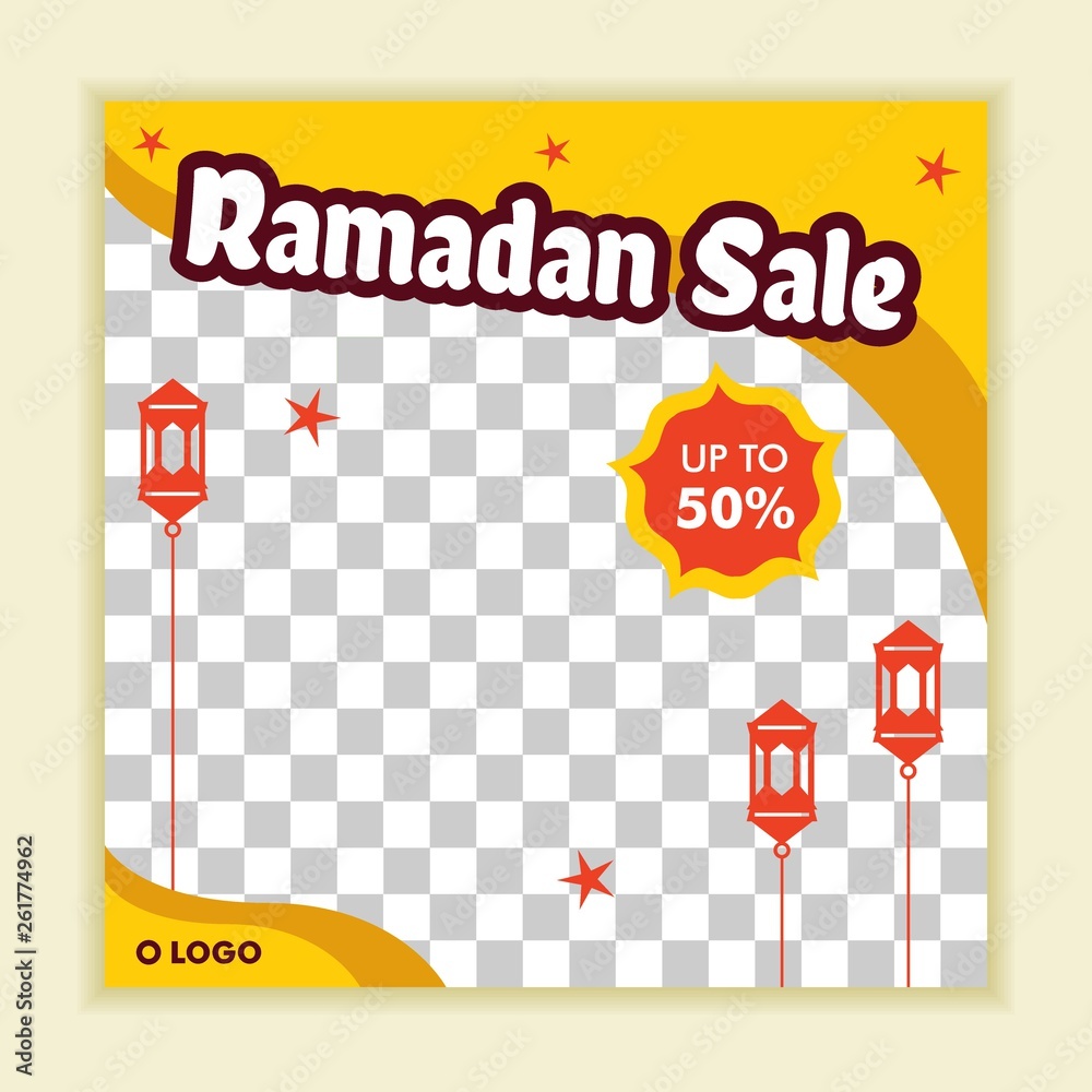 Ramadan kareem sale banner, discount, label