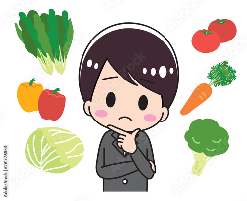 Businessman worrying about vegetables