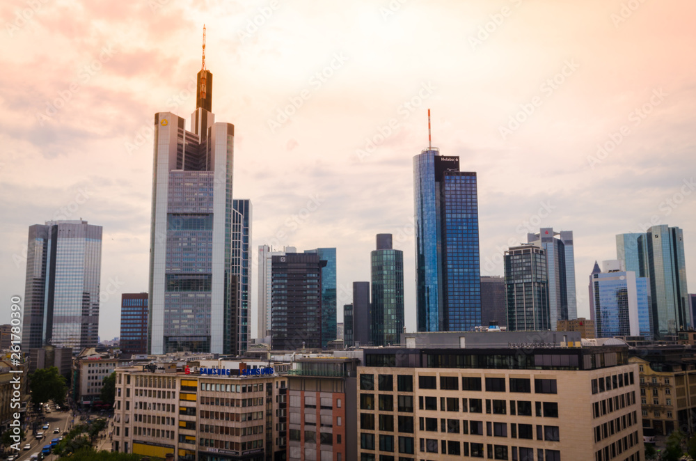Business Buildings aerial view in Frankfurt, Germany Business Buildings aerial view in Frankfurt, Germany