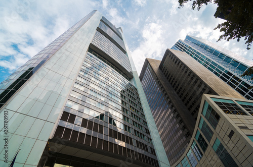 Business Buildings bottom view in Frankfurt, Germany