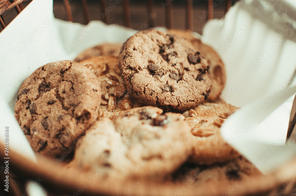 Dry fruit cookies arranged artistically in a pile Dry fruit cookies arranged artistically in a pile