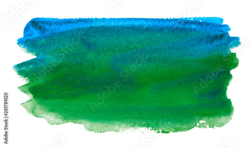 green watercolor blot, isolated on white background