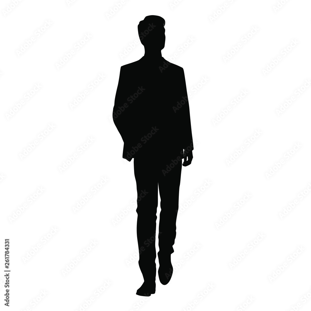 Obraz premium Vector silhouette of one man standing, business people, black color isolated on white background