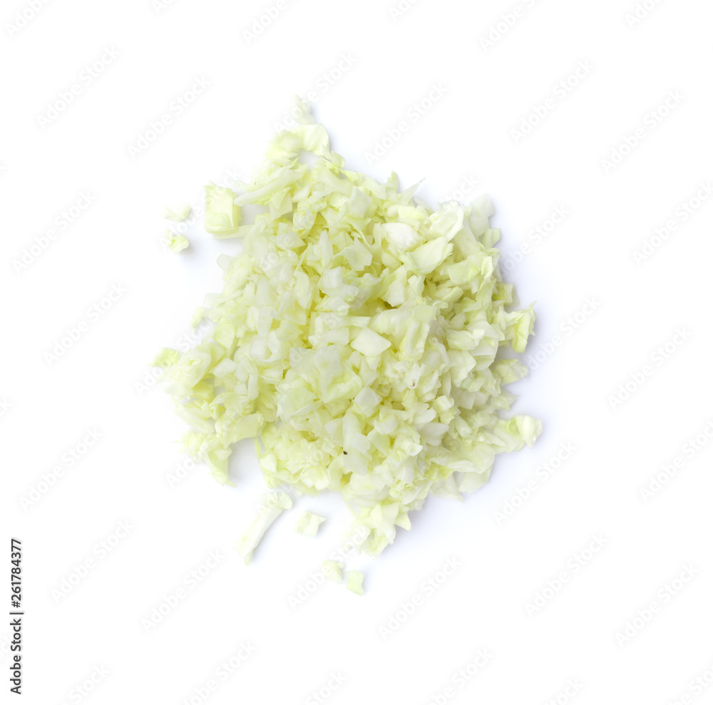 Chopped Green cabbage isolated on white background