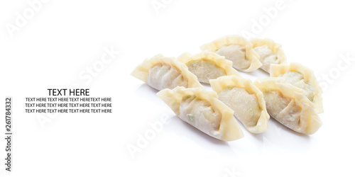 raw dumplings or gyoza isolated on white background
