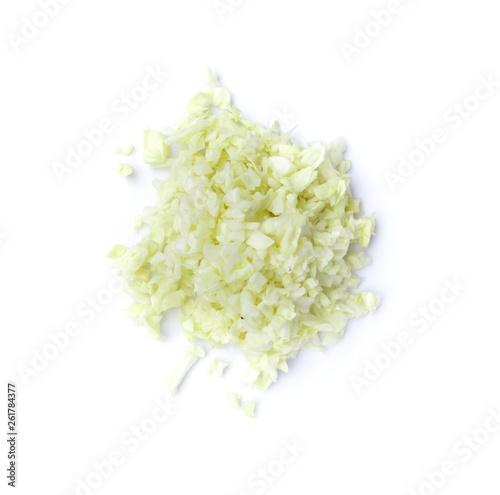 Chopped Green cabbage isolated on white background