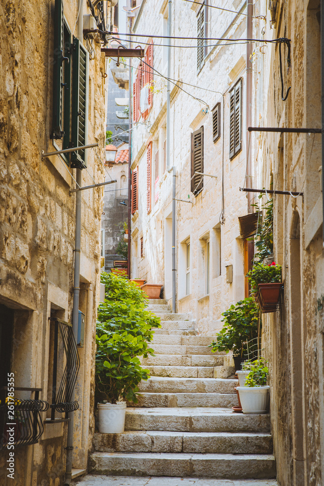 Narrow alleyway in old town in Europe