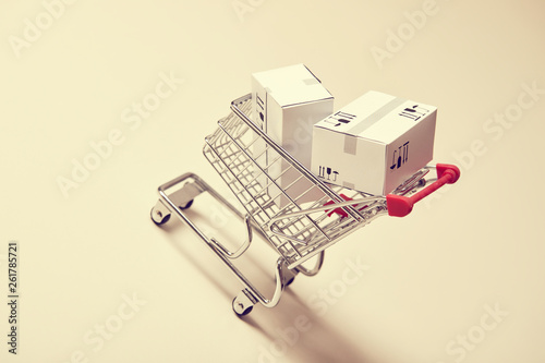 shopping trolley with boxes