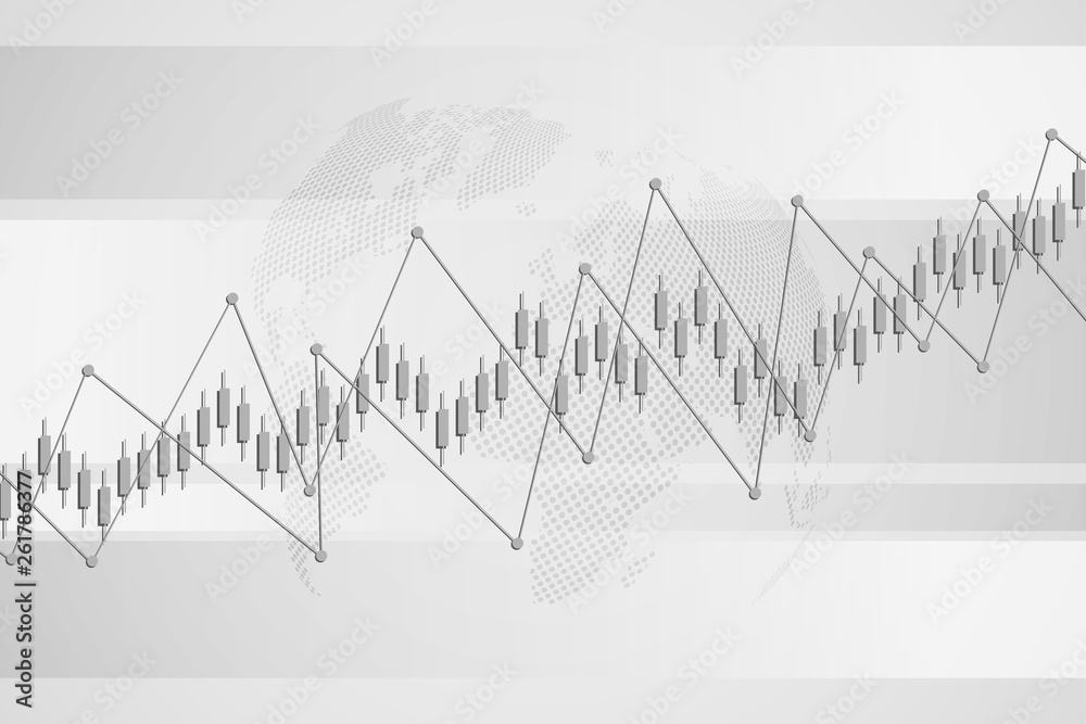 Naklejka premium Stock exchange chart market investment trading with world map. Trading platform. Business graph. Vector Illustration