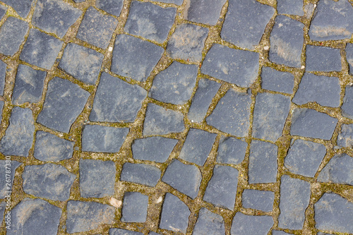 Texture of black granite paving tiles