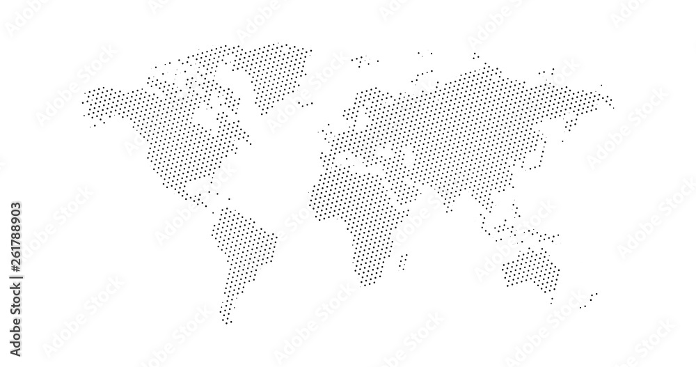 Black Halftone Triangle Dotted World Map Vector Illustration Dotted