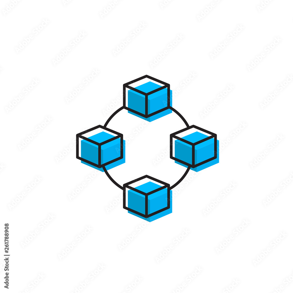 Cube network connection structure vector icon
