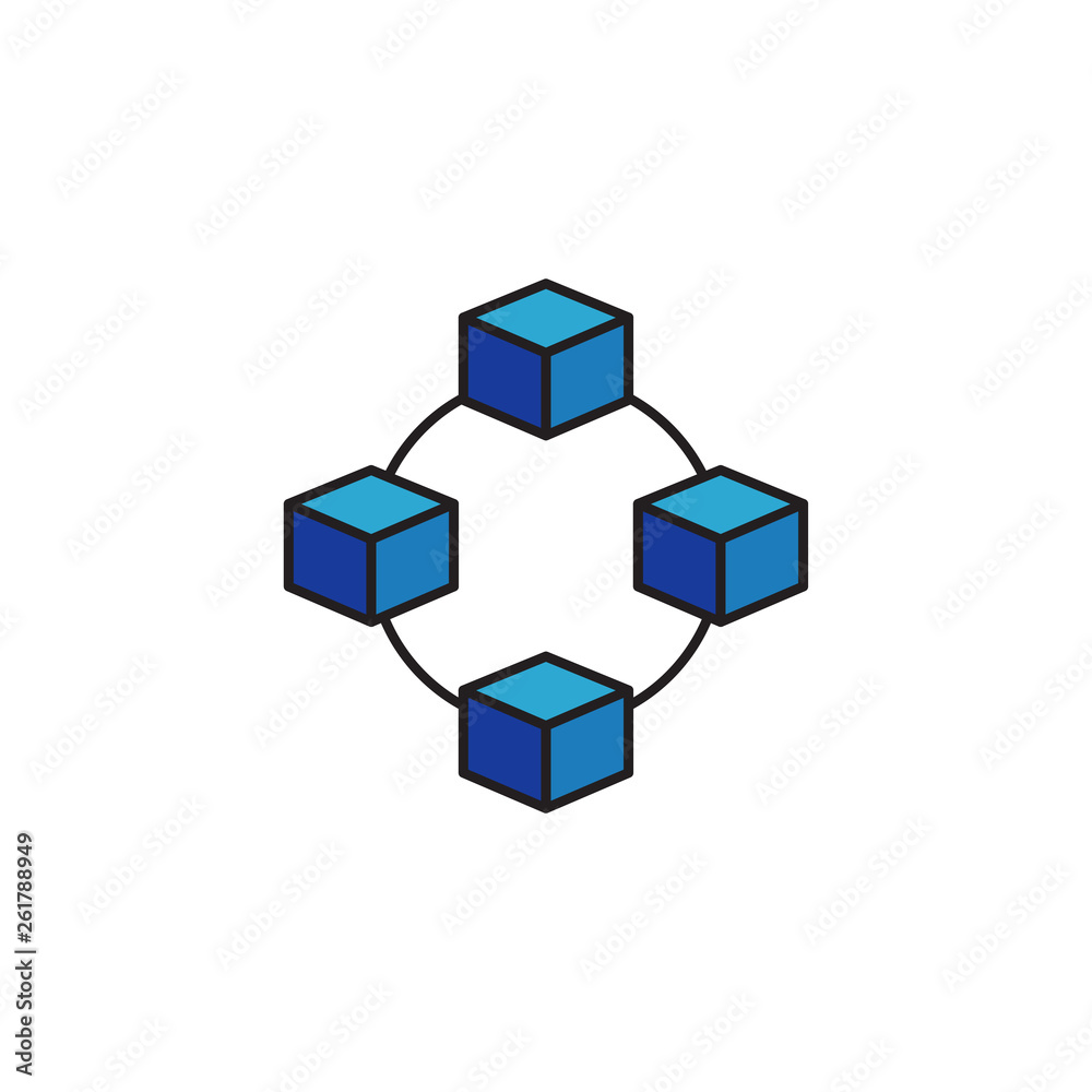 Cube network connection structure vector icon