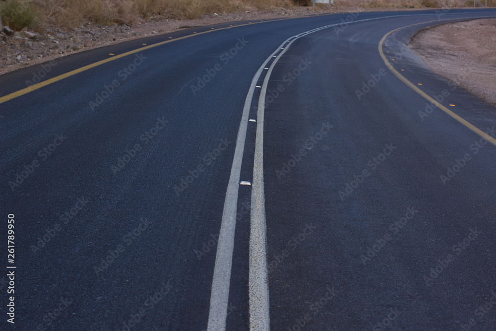 Fototapeta premium highway asphalt background surface with turn right background, copy space