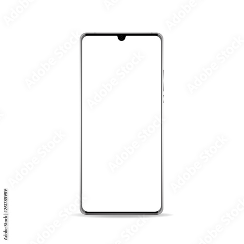 Mockup smartphone on isolated on background  realistic vector with blank touch screen for mockup.  photo