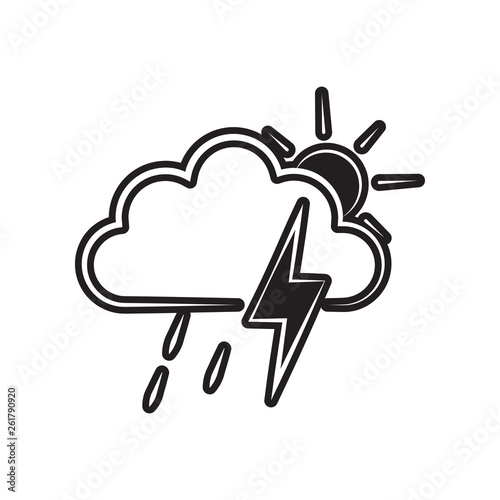 partial rain sign with a thunder-storm icon. Element of Weather for mobile concept and web apps icon. Outline, thin line icon for website design and development, app development