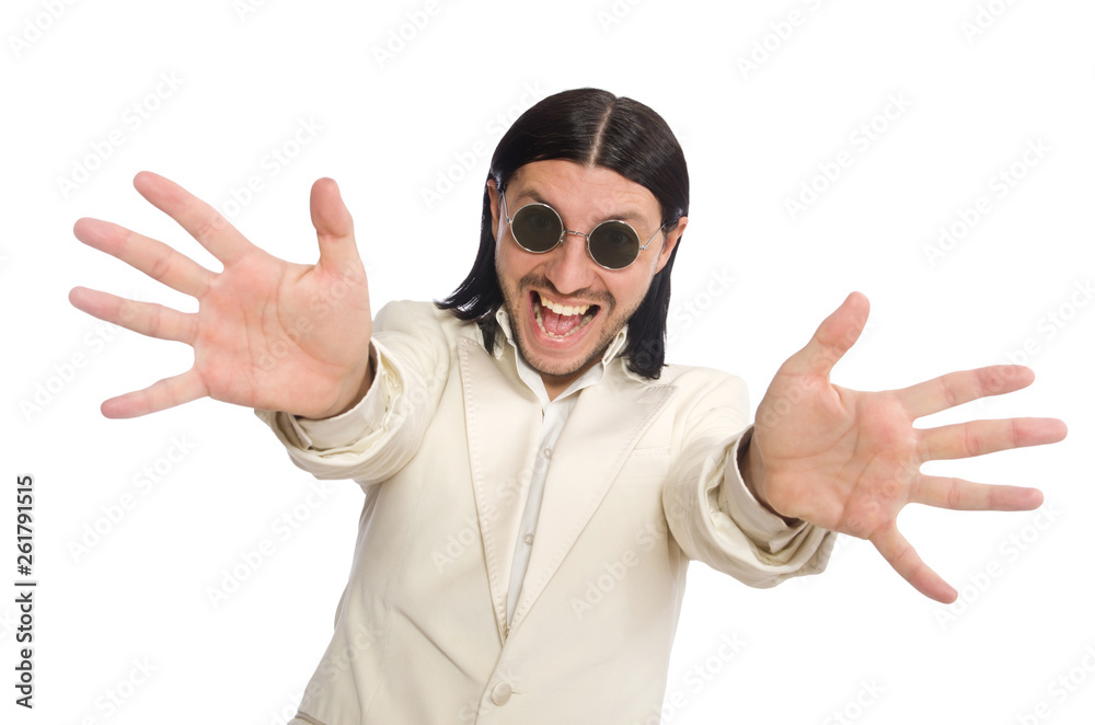 Man in funny concept isolated on white Man in funny concept isolated on white